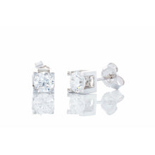 Load image into Gallery viewer, 0.50ctw Round Brilliant Solitaire Studs Square 4 Claw Block Setting 14k White Gold
