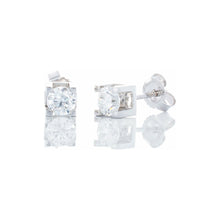 Load image into Gallery viewer, 0.33ctw Round Brilliant Canadian Solitaire Studs Square 4 Claw Block Setting 14k White Gold
