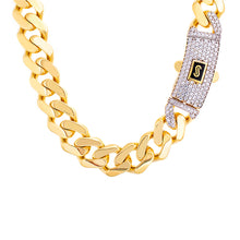 Load image into Gallery viewer, 10mm Monaco Link Chain with Iced Banana Clasp
