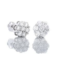Load image into Gallery viewer, 1.50ctw Diamond Flower Cluster Studs 14k White Gold
