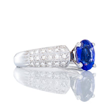 Load image into Gallery viewer, 1.33ct Oval Cut Tanzanite with Three Row Diamond Shoulders
