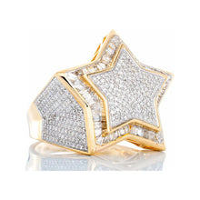 Load image into Gallery viewer, 1.33ctw Diamond Star Baguette Edges Concaved Diamond Shoulders 10k Gold
