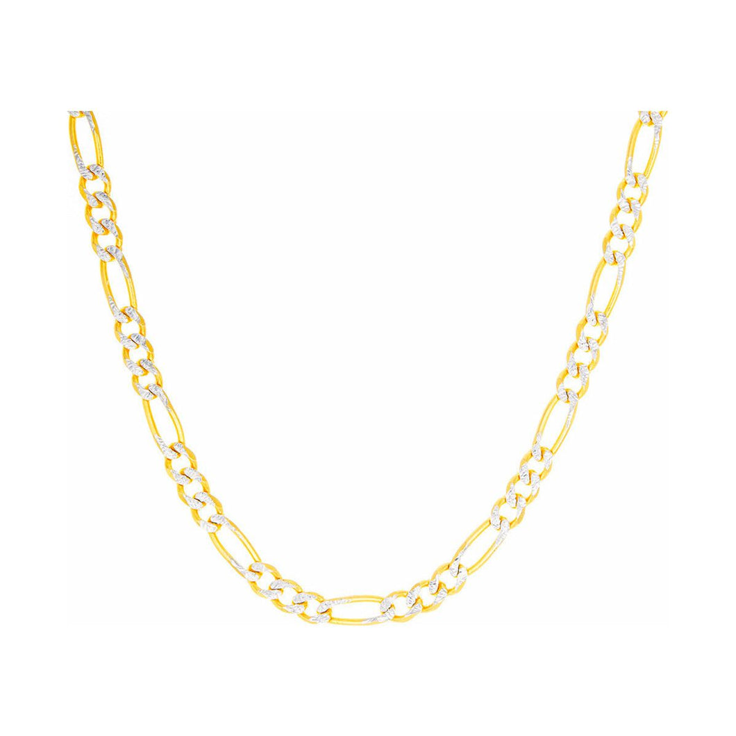 3.75mm Solid Diamond Cut Figaro Link Chain 10k Gold