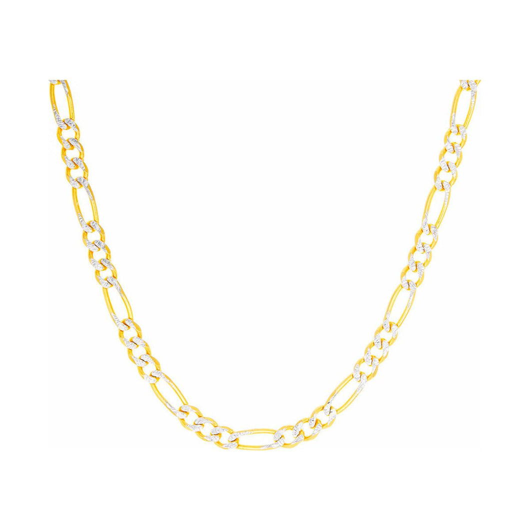 6.50mm Solid Diamond Cut Figaro Links 10k Yellow Gold