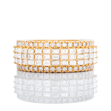 Load image into Gallery viewer, 1.90ctw Three Row Vertical Set Baguette Center with Round Sides Diamond Band
