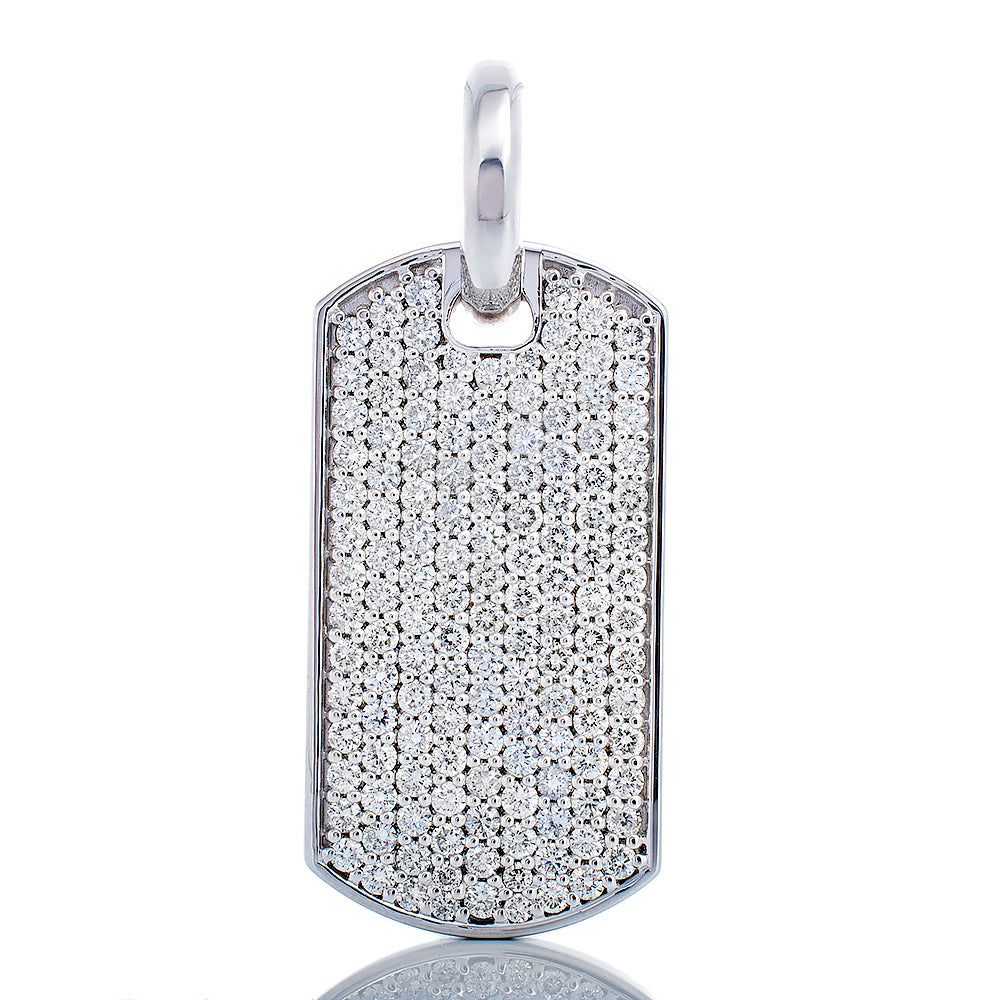 3.18ctw Diamond Dog Tag 10k White Gold