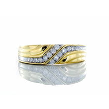Load image into Gallery viewer, 0.25ctw Double Diamond Channel Set Wave Forefront with Grooved Line Accents 10k Gold
