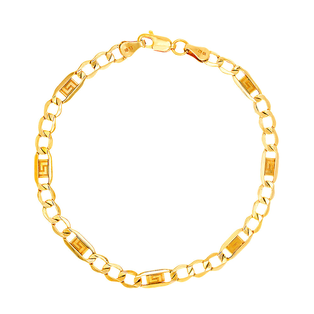 Greek Key Figaro Link Bracelet