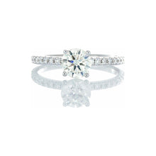 Load image into Gallery viewer, 0.97ctw Round Brilliant Cut Solitaire with Pave Set Diamond Shoulders 18kt White Gold
