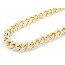 Load image into Gallery viewer, 30.00ctw Two Row Honeycomb Set Solid Diamond Cuban Chain 10k Gold
