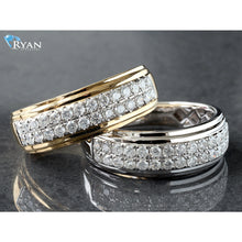 Load image into Gallery viewer, 1.16ctw Two Row Diamond Pave Center High Polished Grooved Sides 10k Gold
