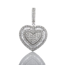 Load image into Gallery viewer, 0.50ctw Diamond Heart with Baguette Border 10k White Gold
