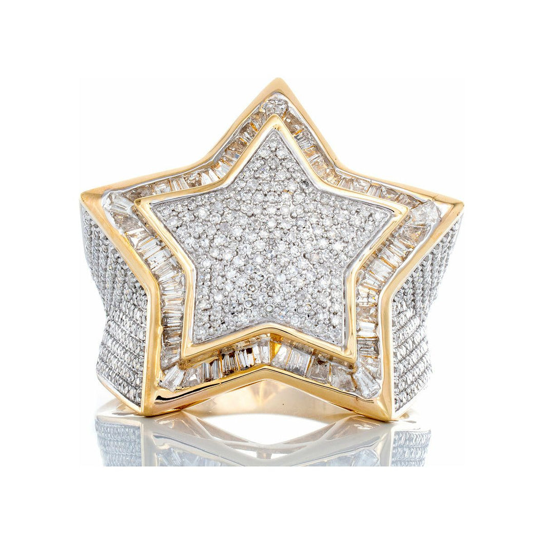 1.33ctw Diamond Star Baguette Edges Concaved Diamond Shoulders 10k Gold