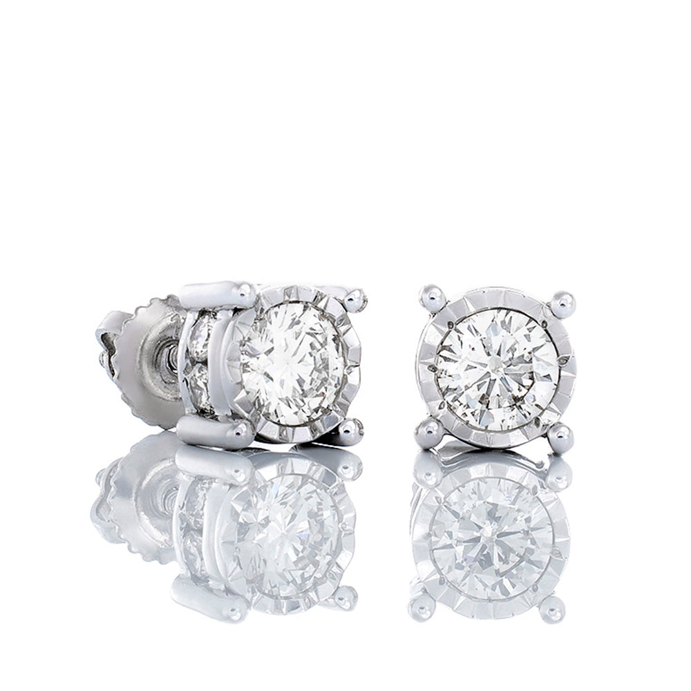 0.15ctw Solitaire Studs with Diamond Basket
