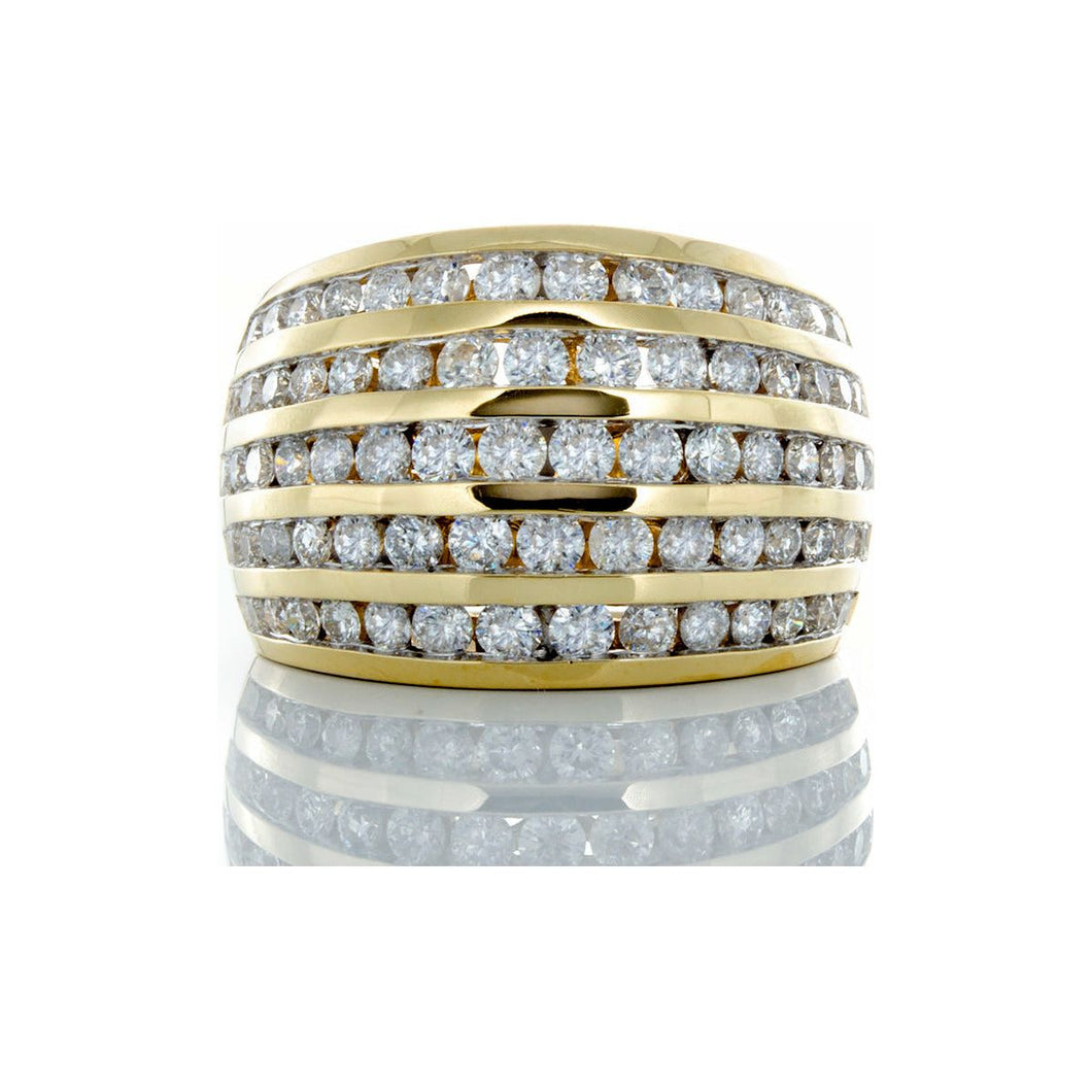 2.00ctw Wide Five Row Channel Set Dome Band 14k Gold