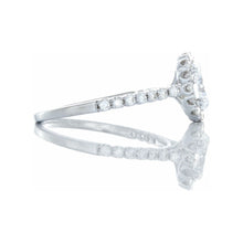 Load image into Gallery viewer, GIA 0.93ctw Oval Solitaire with Diamond Pave Halo &amp; Upswept Shoulders 18kt White Gold
