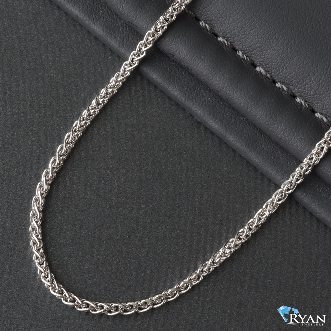 2.10mm Solid Wheat Link Chain 10k White Gold