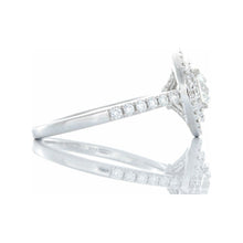 Load image into Gallery viewer, 1.30ctw Round Solitaire Double Halo, Single Pave Shoulders 18k White Gold
