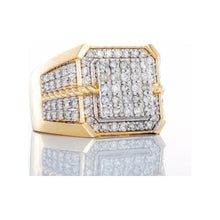 Load image into Gallery viewer, 1.40ctw Soft Square Diamond Forefront Raised Center Rope Accents on Shoulders 10k Gold
