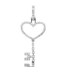 Load image into Gallery viewer, 0.95ctw Large Heart Key Pendant 10k White Gold
