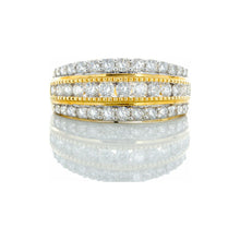 Load image into Gallery viewer, 1.00ctw Three Row Shared Prong Set Band with Beaded Accents 10k Gold
