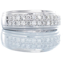 Load image into Gallery viewer, 1.16ctw Two Row Diamond Pave Center High Polished Grooved Sides
