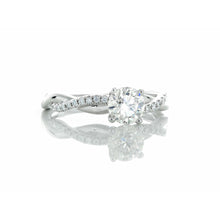 Load image into Gallery viewer, 0.82ctw Round Solitaire with Diamond &amp; High Polished Infinity Shoulders 18k White Gold
