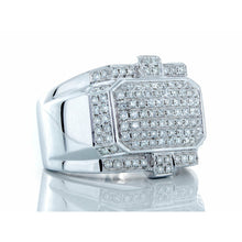 Load image into Gallery viewer, 1.10ctw Raised Rectangle Forefront Diamond Pave Level Sides 10k White Gold
