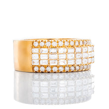 Load image into Gallery viewer, 1.90ctw Three Row Vertical Set Baguette Center with Round Sides Diamond Band
