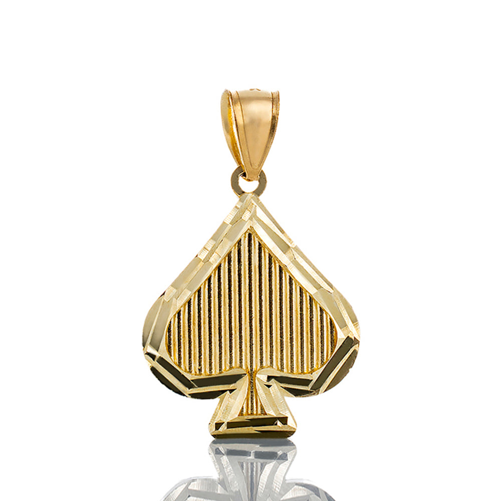 Spade with Grooved Center & Diamond Cut Edges 10k Gold