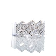 Load image into Gallery viewer, 0.90ctw Square Cuban Link Ring with Baguette &amp; Round Cut Diamonds
