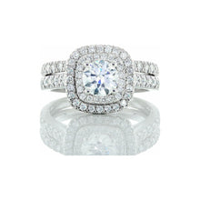 Load image into Gallery viewer, 1.50CTW Round Solitaire Double Cushion Halo Bridal Set
