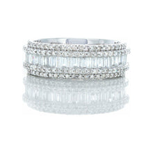 Load image into Gallery viewer, 1.95ctw Baguette Center Five Row Diamond Band with Raised Three Rows 10k White Gold
