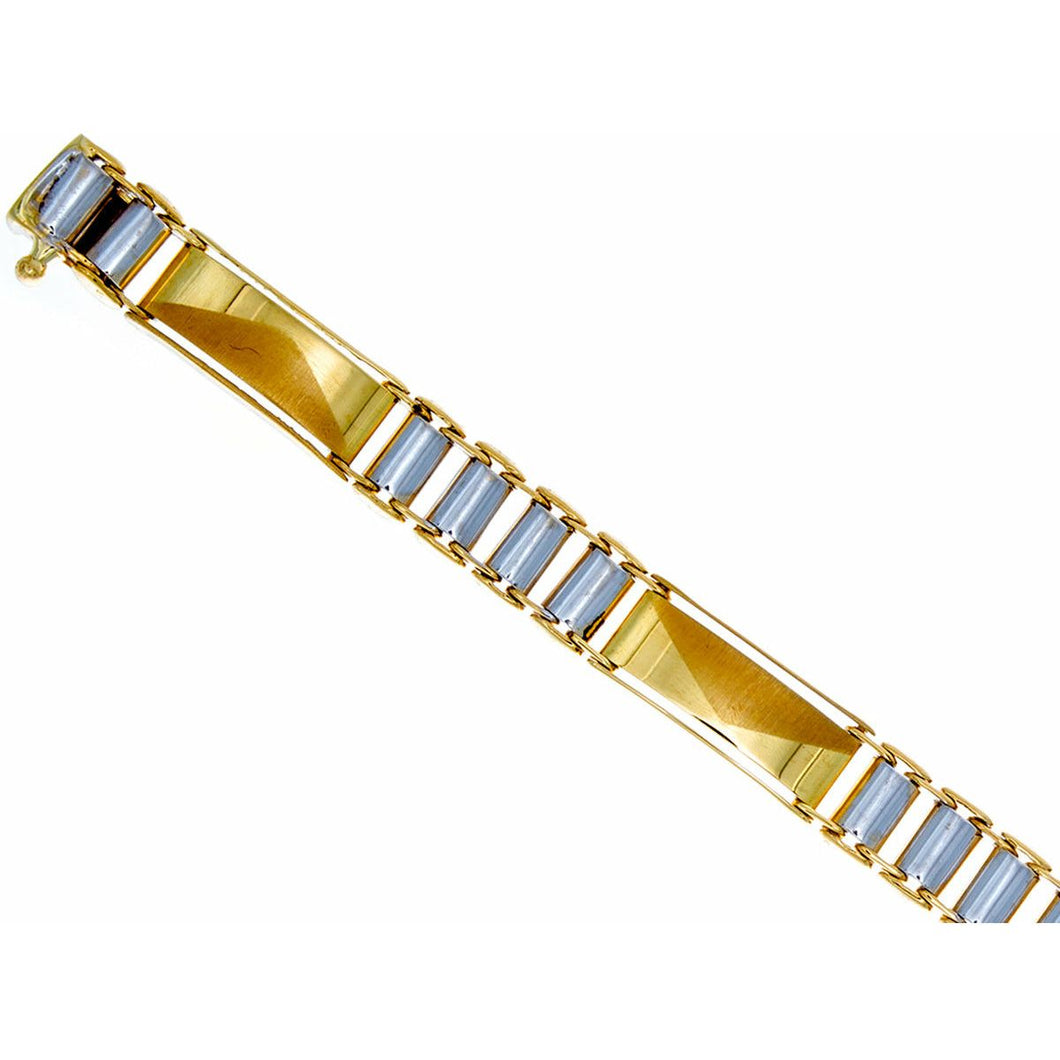 9.50mm Two Tone Italian Link Bracelet 10k Gold