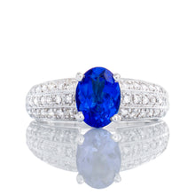 Load image into Gallery viewer, 1.33ct Oval Cut Tanzanite with Three Row Diamond Shoulders
