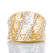 Load image into Gallery viewer, Two Tone Concaved Greek Key Designer Band
