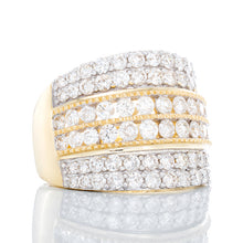 Load image into Gallery viewer, 2.00ctw Wide Six Row Diamond Band with Beaded Edge Accents 10k Yellow Gold
