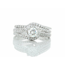 Load image into Gallery viewer, 1.00ctw Round Solitaire with Halo Diamond Pave Wrap Design, Bridal Set 14k White Gold
