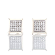 Load image into Gallery viewer, 0.10ctw Square Micro Pave Diamond Studs 10k White Gold
