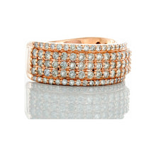 Load image into Gallery viewer, 2.50ctw Five Row Diamond Band with Three Row Raised Center 10k Rose Gold
