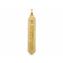 Load image into Gallery viewer, 1.30ctw &quot;IN GOD SPEED&quot; Oval Two Tiered Diamond Dog Tag 18kt Gold

