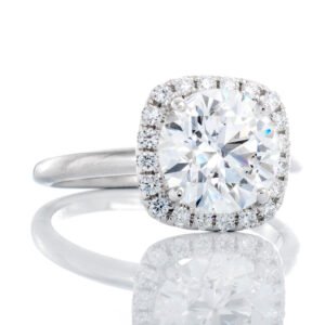 2.29ctw Round Lab Solitaire Natural Cushion Diamond Halo
