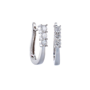 0.50ctw Three Round Diamond Solitaire U Shaped Hoops 14k White Gold