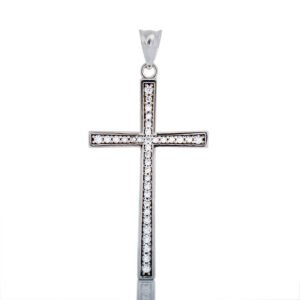 Cross with Pave Channel Set CZ Center