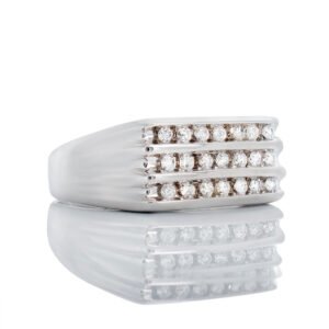 0.50ctw Three Row Channel Set Table Top HP Grooved Shoulders Band