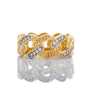 Alternating Greek Key & CZ Miami Cuban Eternity Band