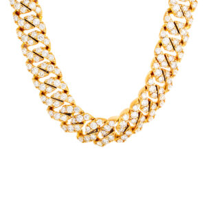 22.50ctw Single Row Prong Set Diamond Cuban Chain