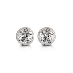 8mm Cosmo Ball Stud Earrings in White Gold
