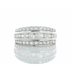 1.00CTW Natural Three Row Diamond Band with Milledge Accents