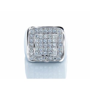 2.00ctw Soft Square Ring with Raised Slight Dome Center 10k White Gold
